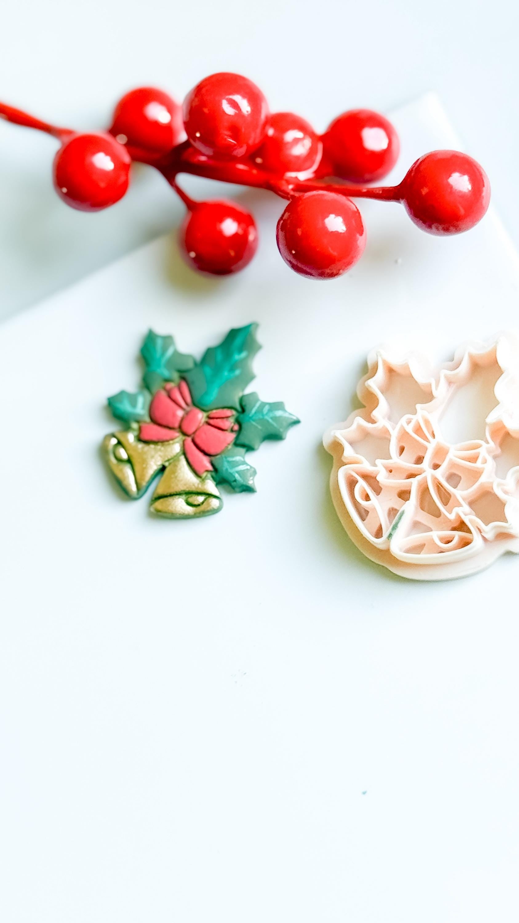 Christmas Bells Clay Cutter, Bow & Holly, Festive Jewelry