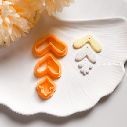 Floral Leaf Polymer Clay Cutter Set, Jewelry Making (35-55mm)