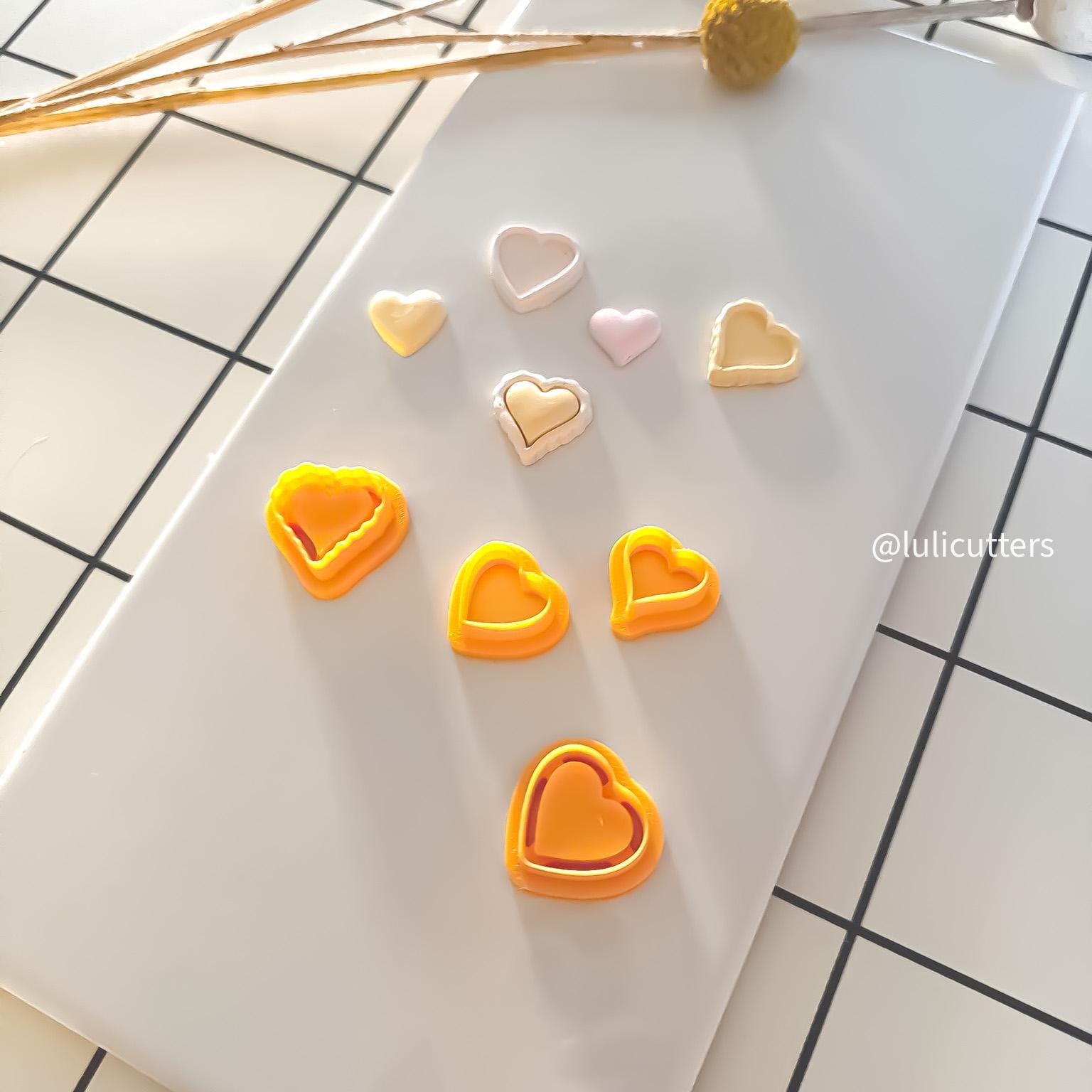 Layered Heart Polymer Clay Cutter Set: Scalloped & Plain Frames
