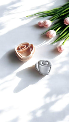 Heart Coffee Cup Polymer Clay Cutter: Earring & Jewelry Making