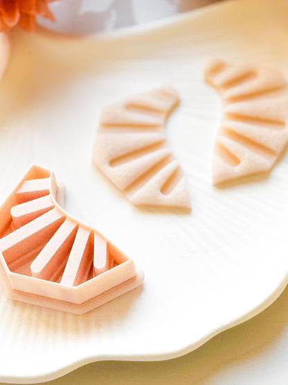 Art Deco Fan Polymer Clay Cutter Geometric Sunrise Shape for Earrings, Jewelry, Crafts