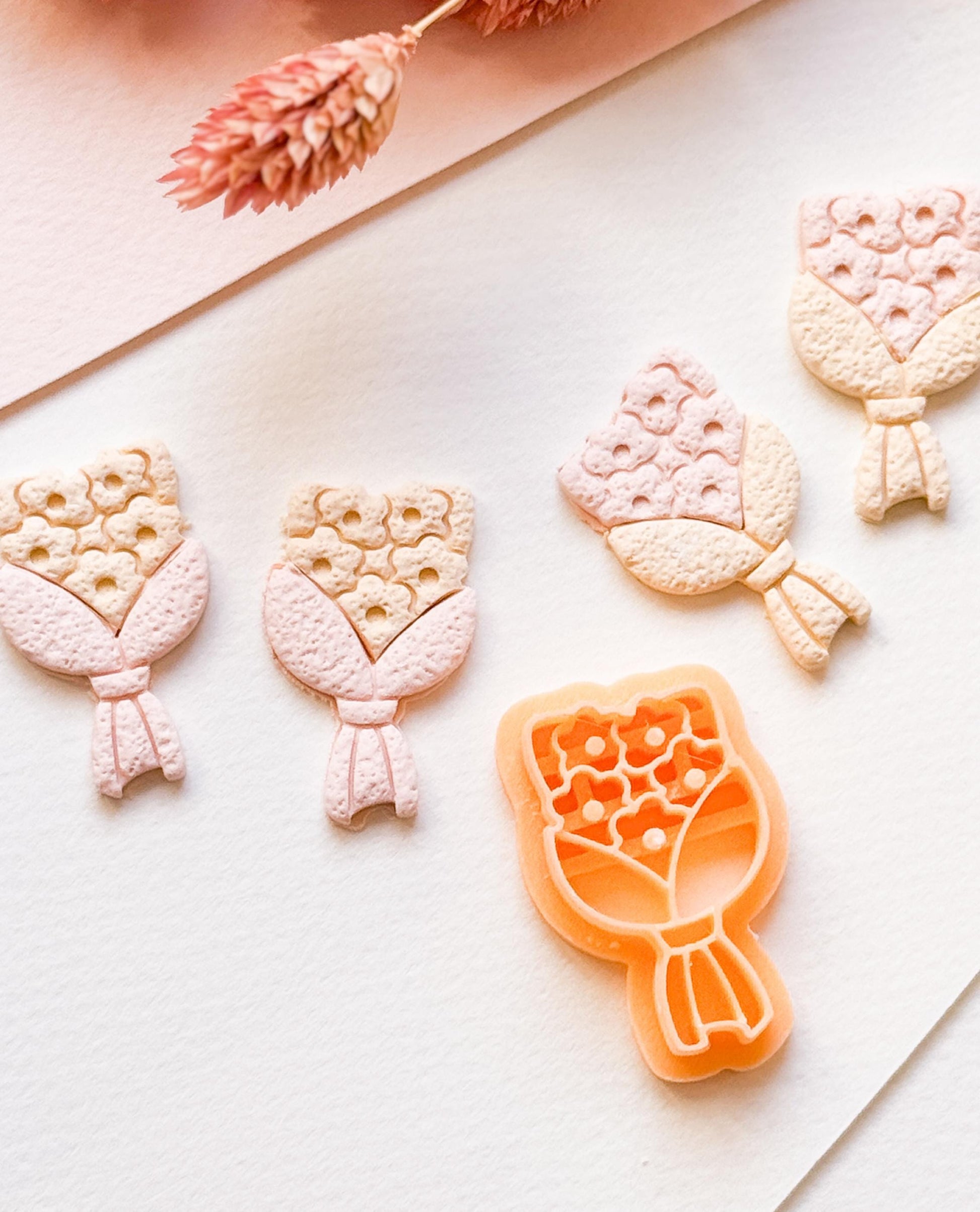 Flower Bouquet Polymer Clay Cutter Floral Wrapped Flowers Shape for Earrings, Jewelry, Crafts