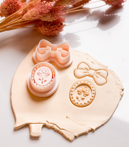 Bow & Rosette Cameo Polymer Clay Cutter Set for Earrings and Jewelry Making