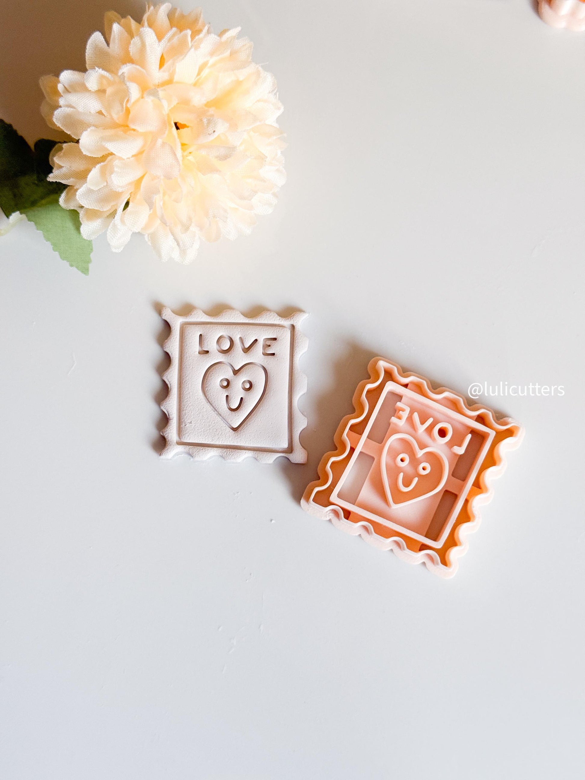 Heart Postage Stamp Polymer Clay Cutter: Valentine Jewelry Design