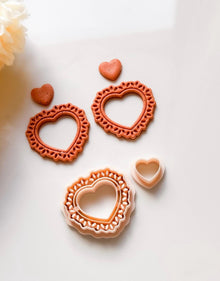 Lace Heart Polymer Clay Cutter Set Romantic Jewelry and Crafts