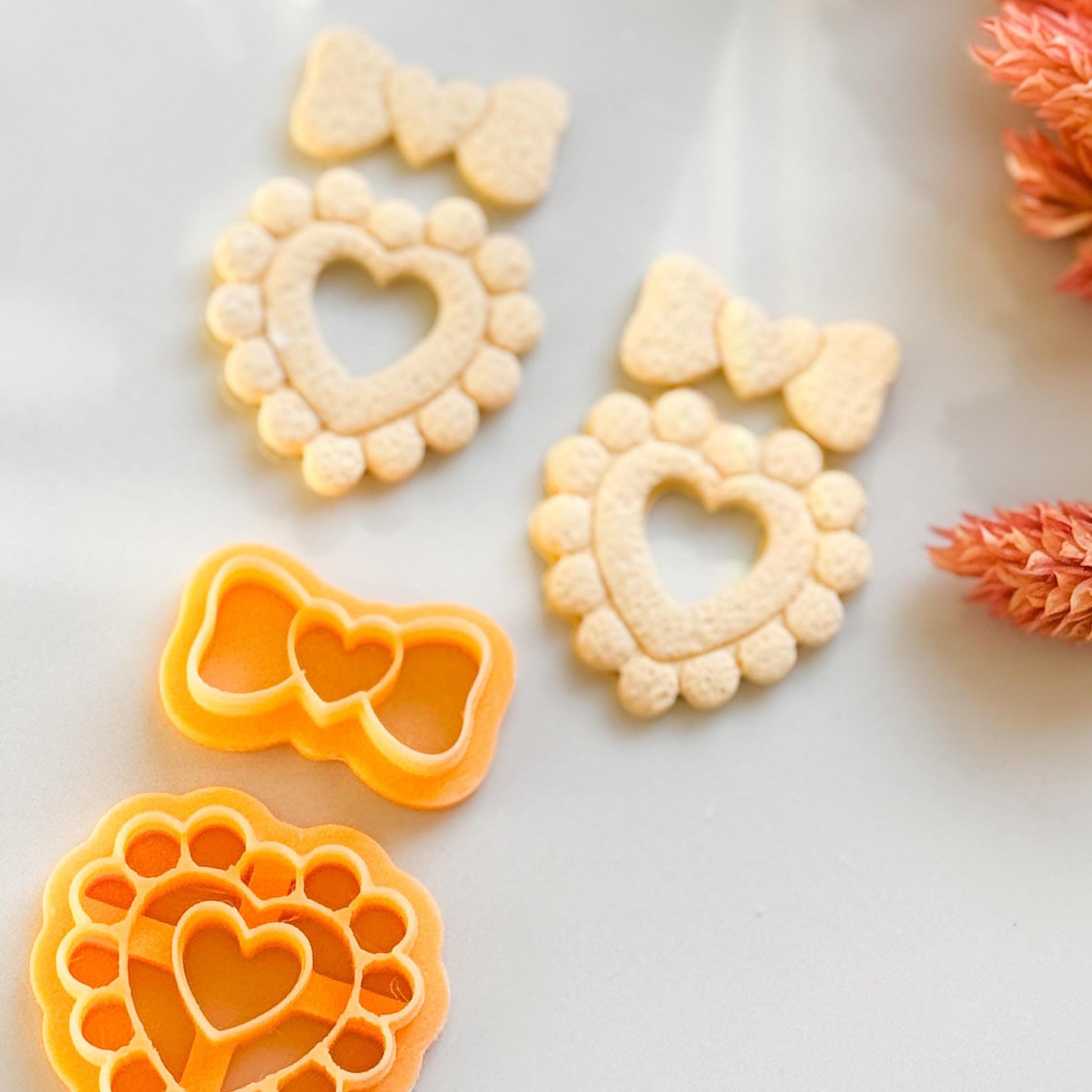 Heart Bow Polymer Clay Cutter Set: Scalloped Clay Earring Tool