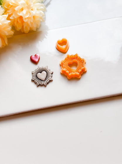 Sunburst Radiant Heart Polymer Clay Cutter Ex Voto Sacred Heart Tool
