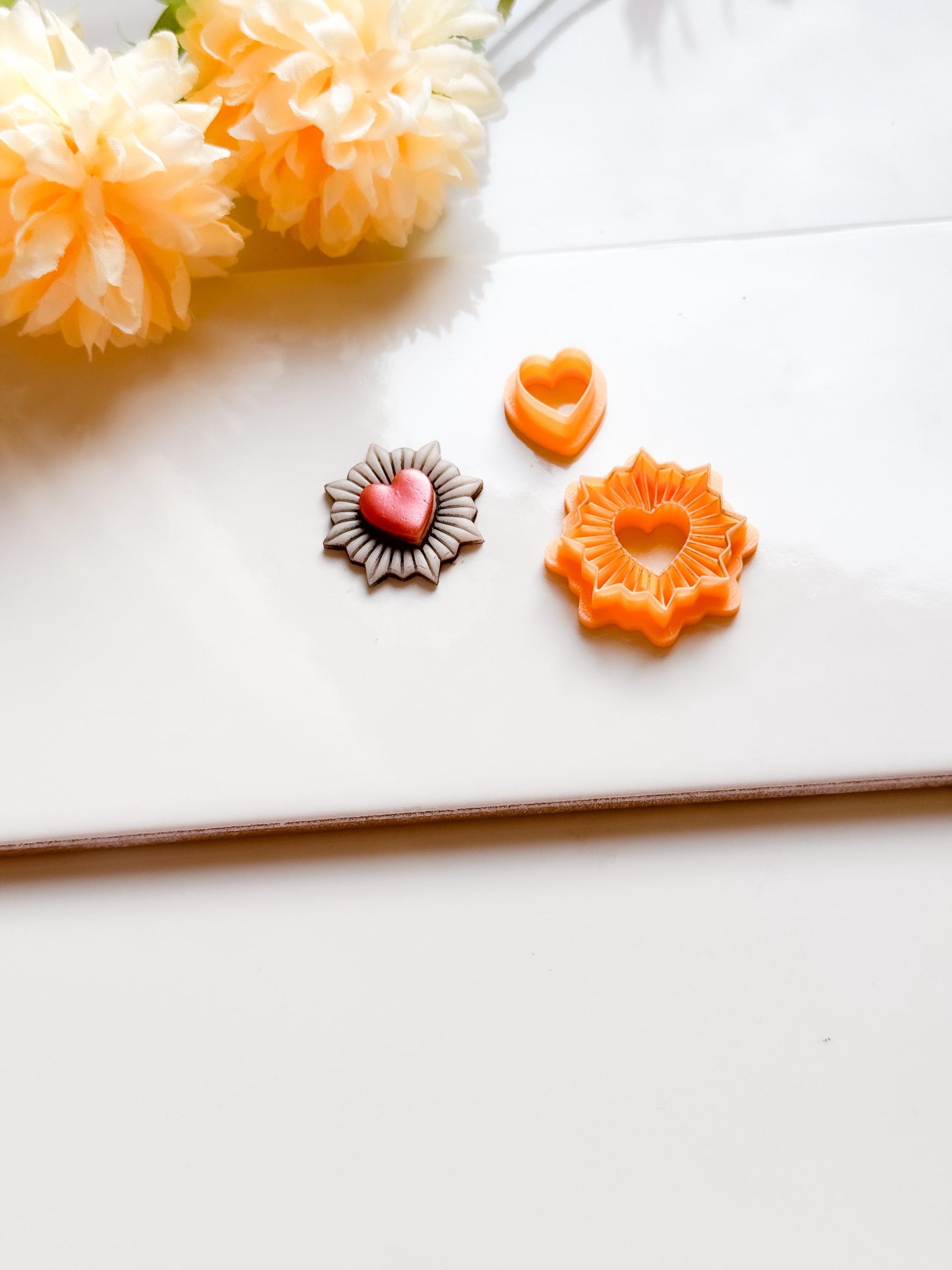 Sunburst Radiant Heart Polymer Clay Cutter Ex Voto Sacred Heart Tool