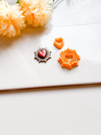 Sunburst Radiant Heart Polymer Clay Cutter Ex Voto Sacred Heart Tool
