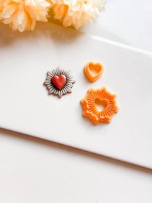 Sunburst Radiant Heart Polymer Clay Cutter Ex Voto Sacred Heart Tool
