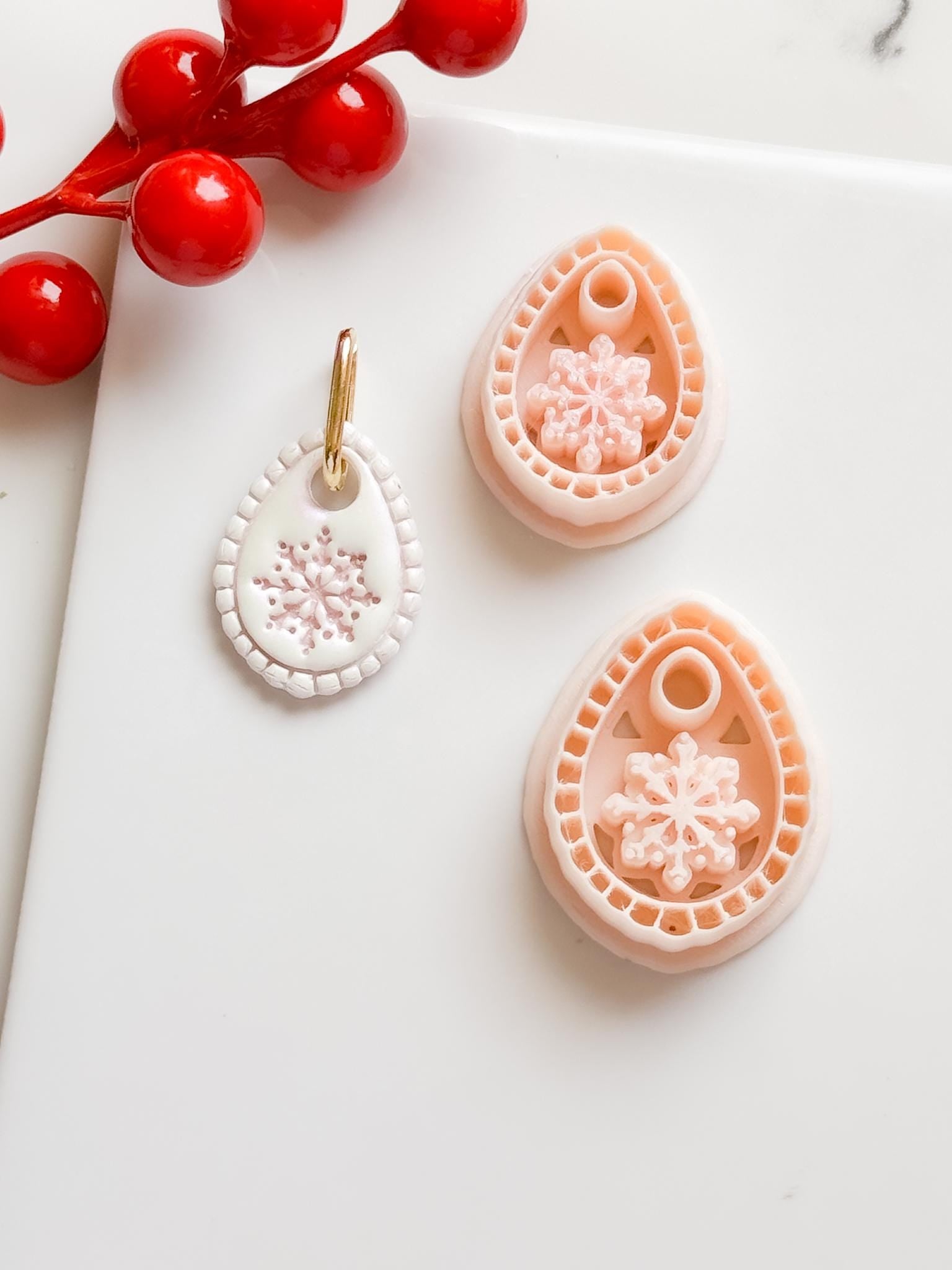 Winter Fairy Snowflake Teardrop Polymer Clay Cutter Set Earring Jewelry Design