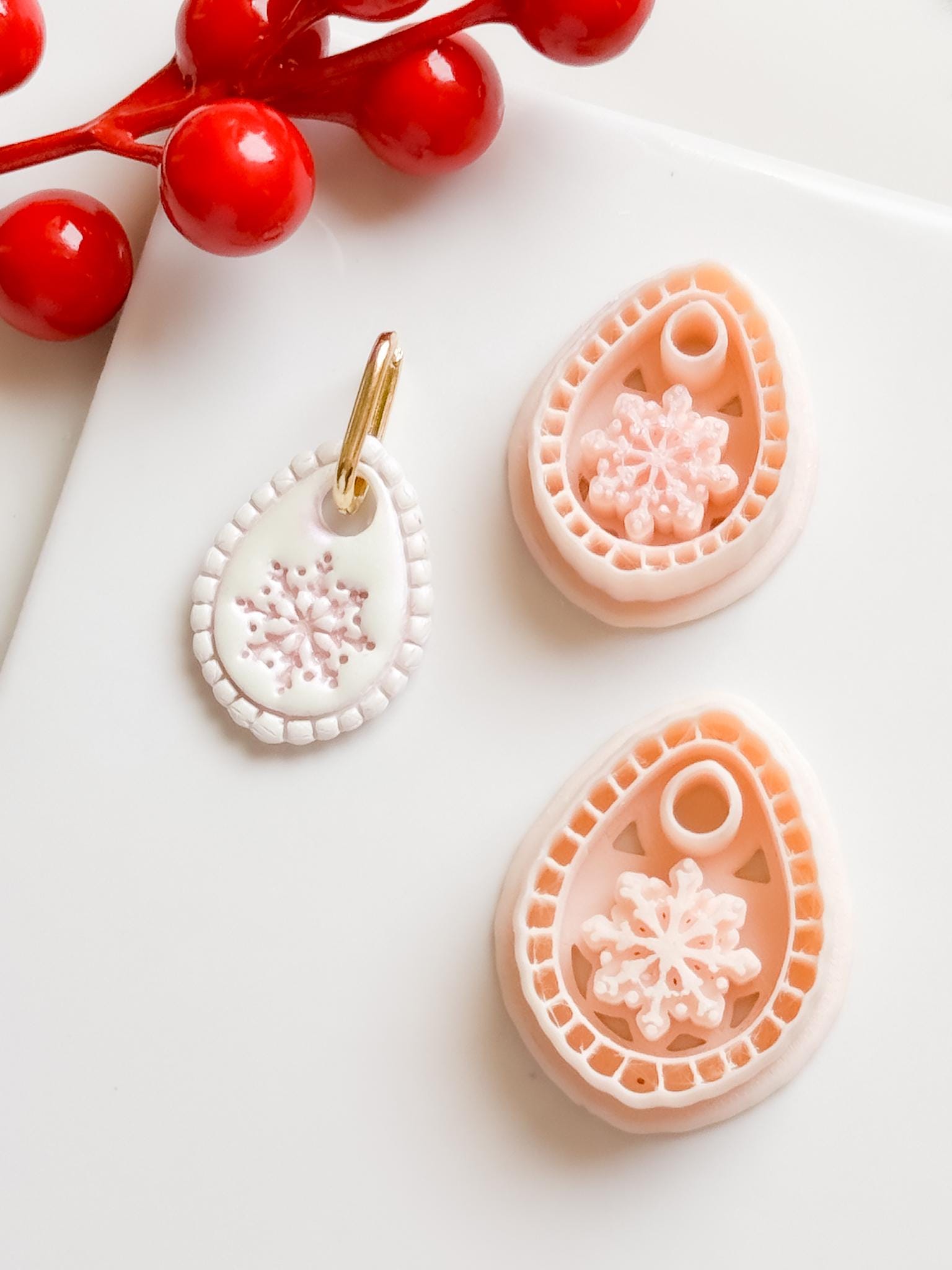 Winter Fairy Snowflake Teardrop Polymer Clay Cutter Set Earring Jewelry Design