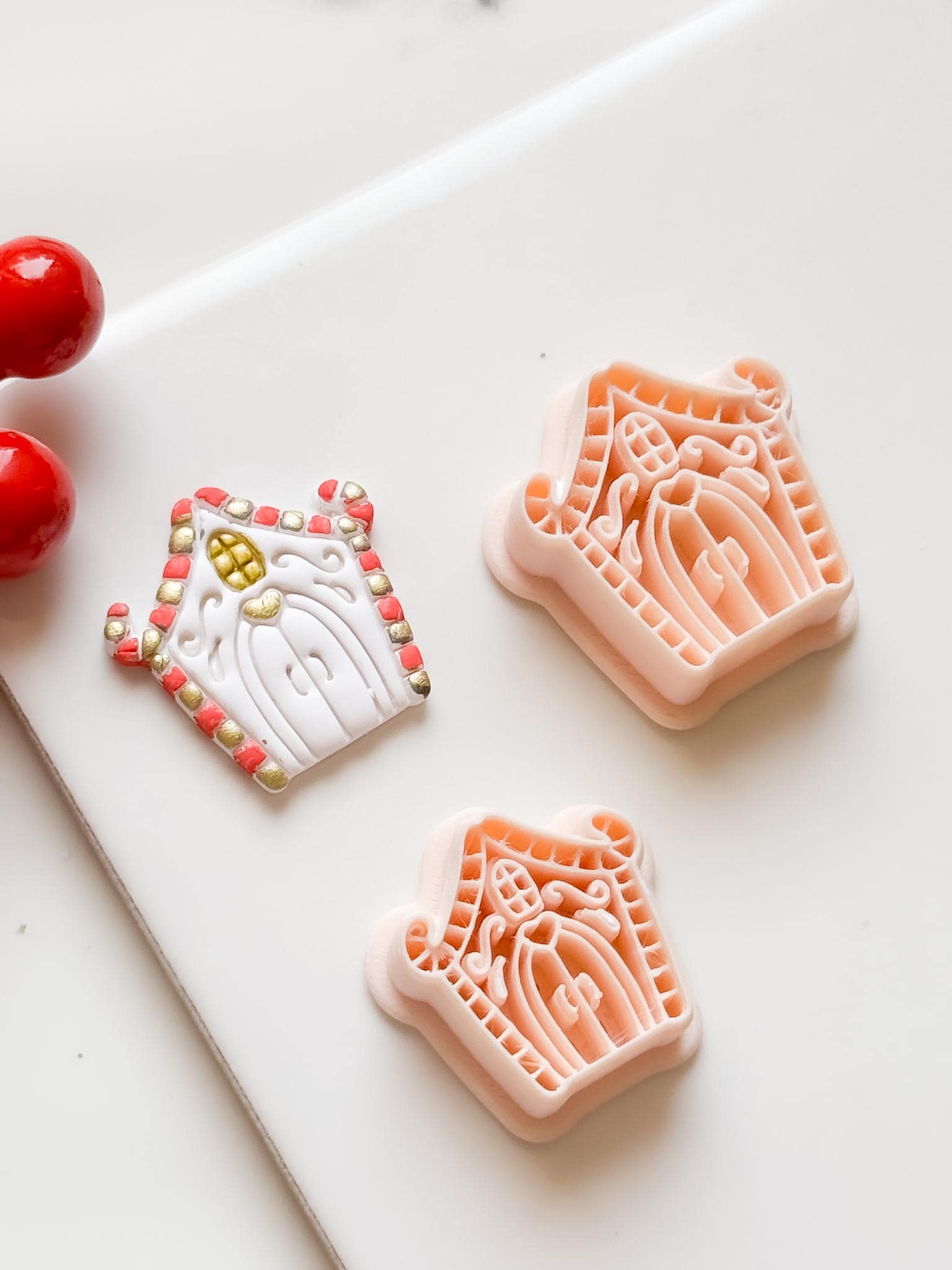 Winter Fairy Gingerbread House Polymer Clay Cutter Set Holiday Earrings & Jewelry