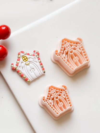 Winter Fairy Gingerbread House Polymer Clay Cutter Set Holiday Earrings & Jewelry