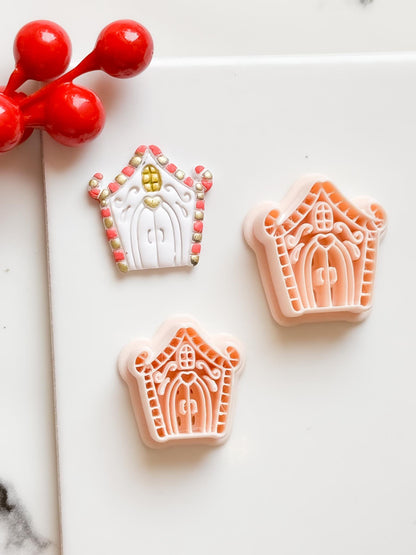 Winter Fairy Gingerbread House Polymer Clay Cutter Set Holiday Earrings & Jewelry