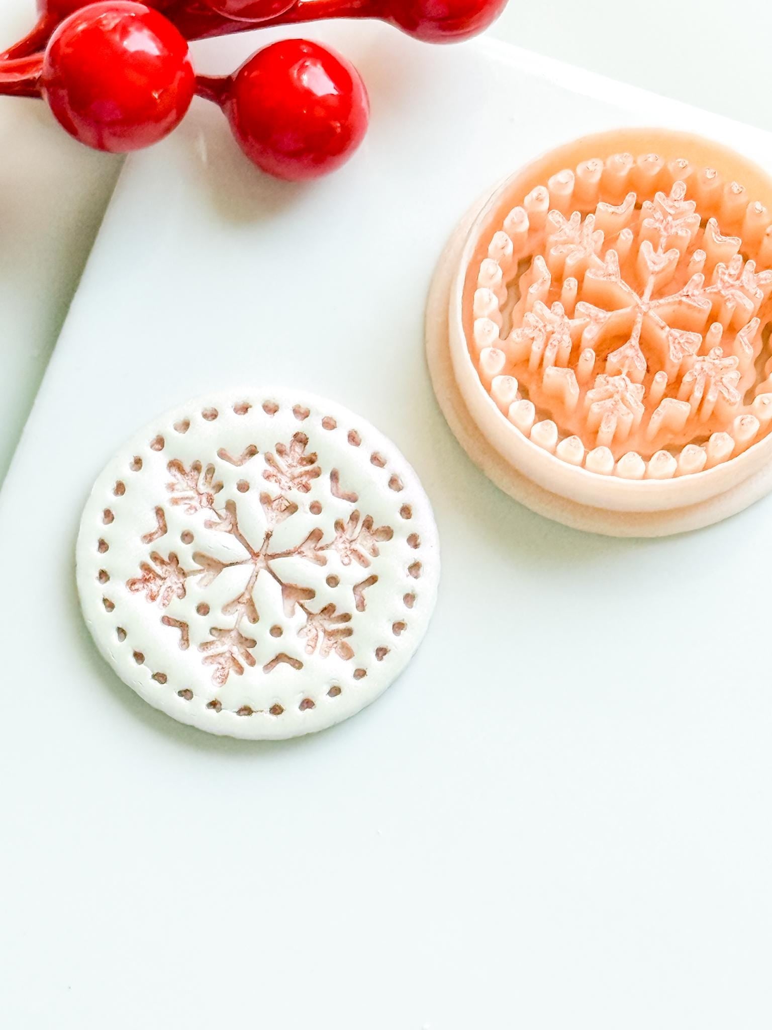 Winter Fairy Snowflake Circle Polymer Clay Cutter Set Holiday Earrings & Jewelry