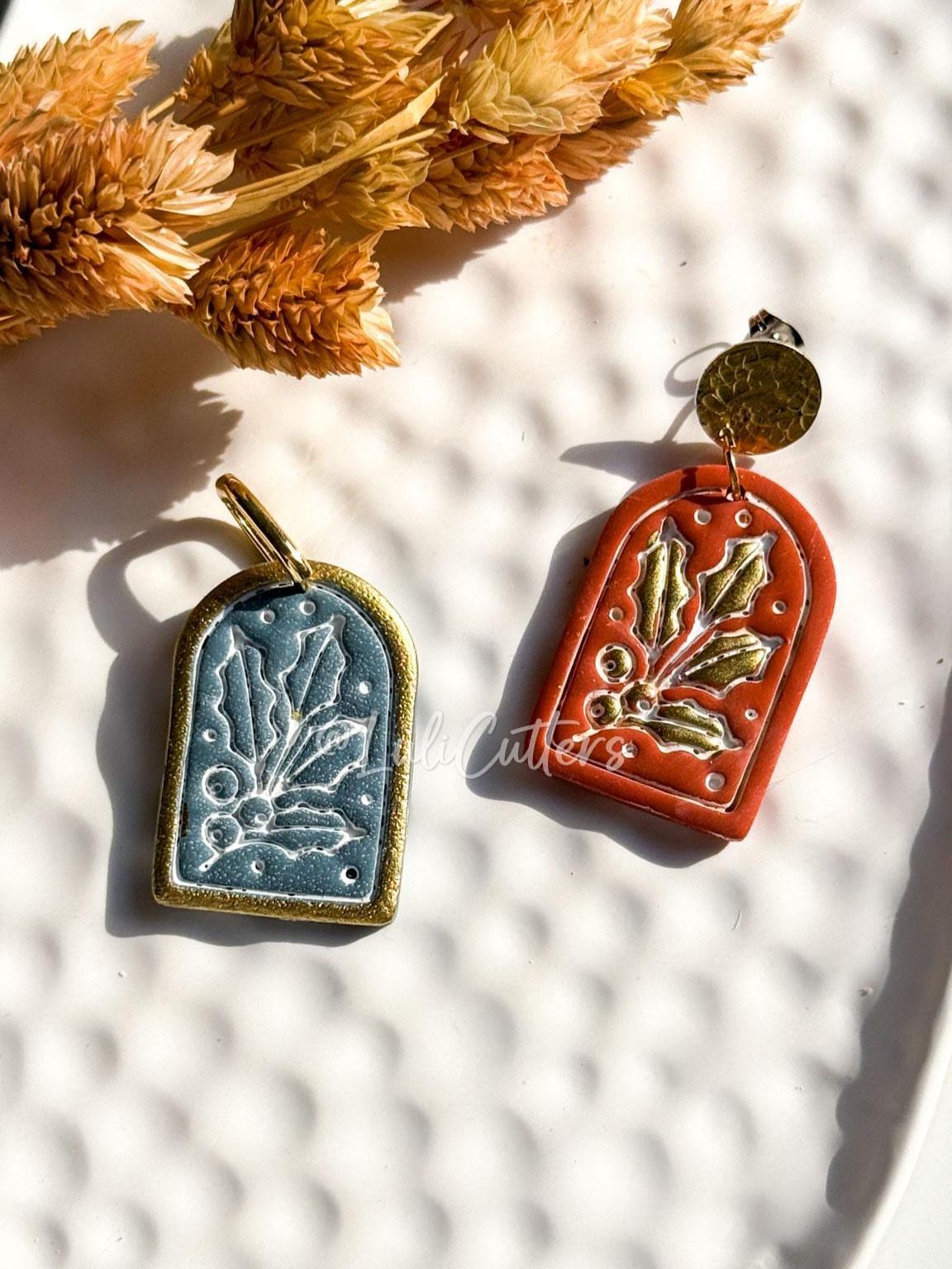 Holly Leaves Polymer Clay Cutter Christmas Arch Dangle Earring Jewelry Tool