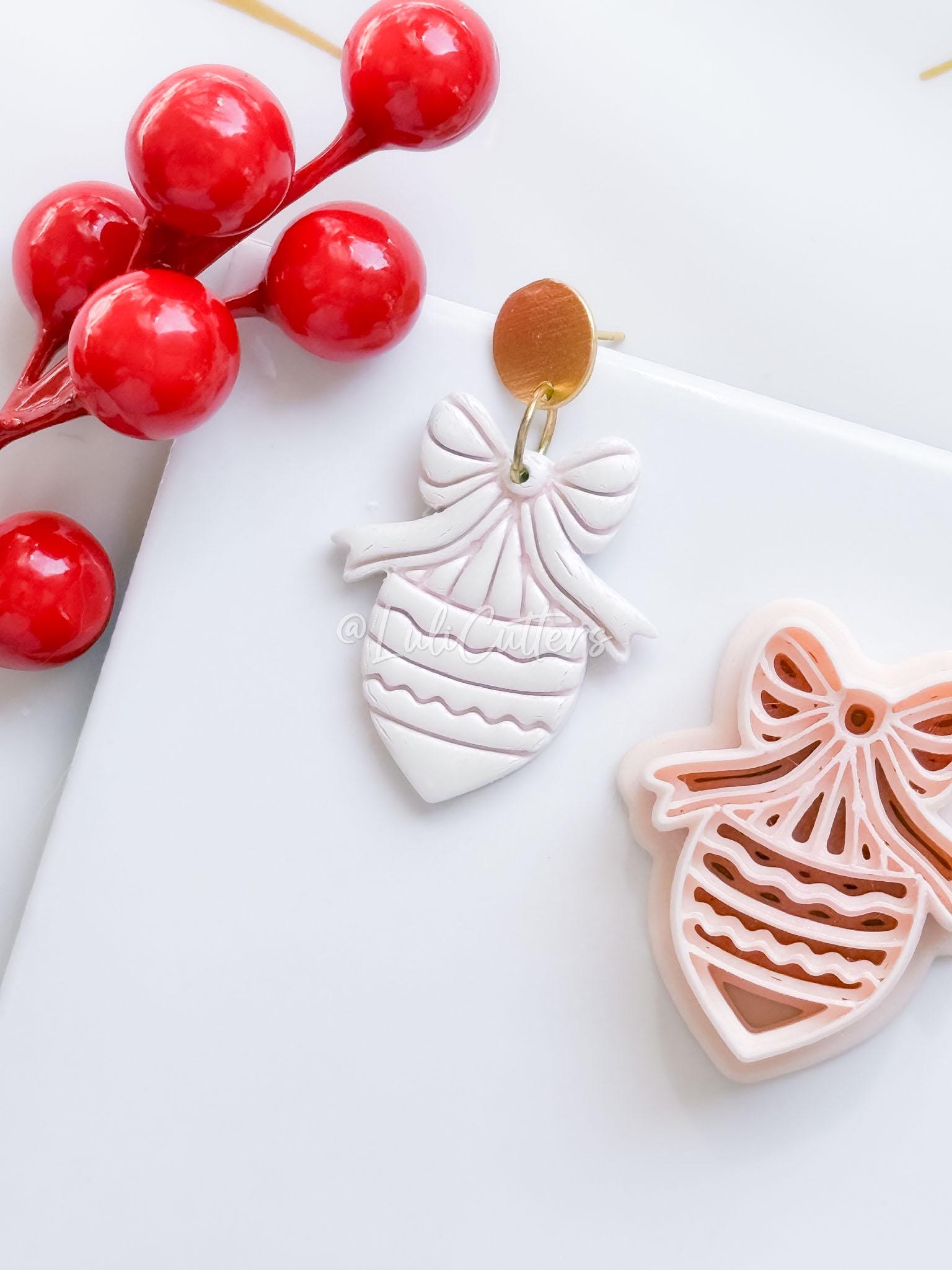 Winter Fairy Bow Ornament Polymer Clay Cutter Christmas Earrings and Decorations
