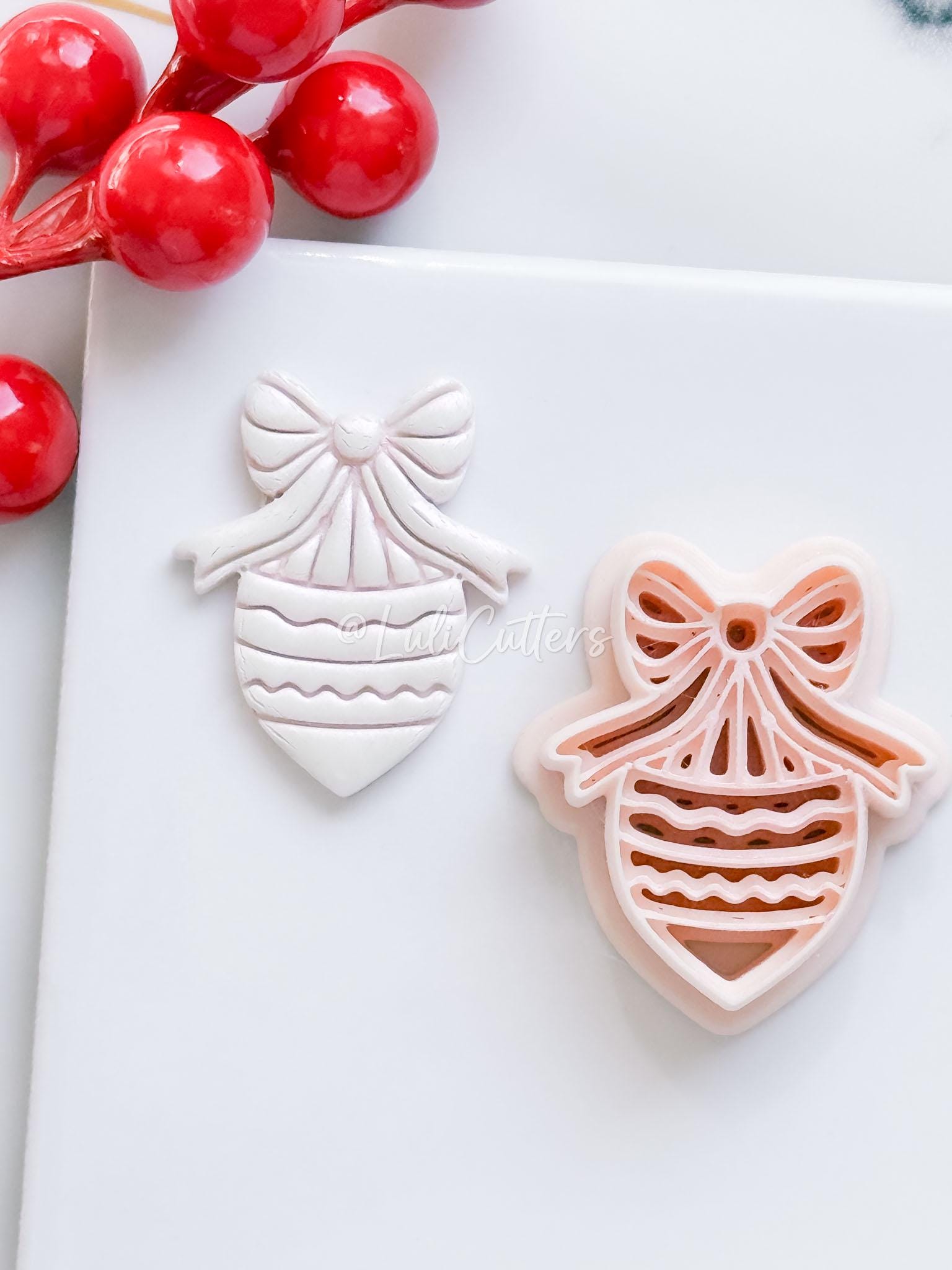 Winter Fairy Bow Ornament Polymer Clay Cutter Christmas Earrings and Decorations