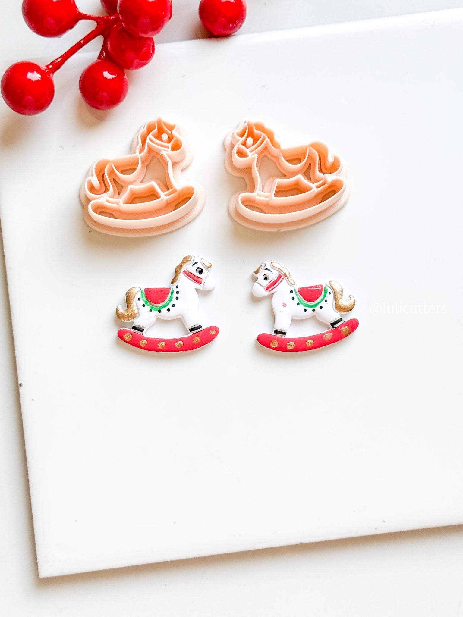 Rocking Horse Polymer Clay Earring Cutter Holiday Ornament and Charm Making Tool