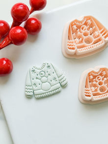 Snowman Sweater Polymer Clay Cutter: Winter Fairy Earrings & Charms