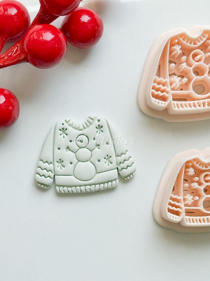 Snowman Sweater Polymer Clay Cutter: Winter Fairy Earrings & Charms