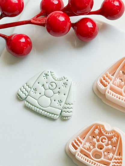 Snowman Sweater Polymer Clay Cutter: Winter Fairy Earrings & Charms