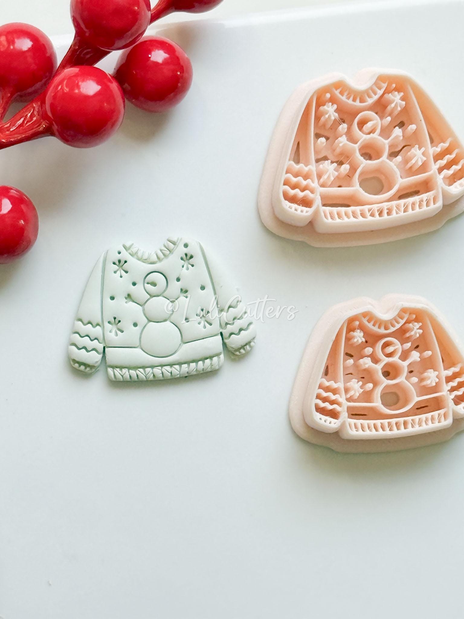 Snowman Sweater Polymer Clay Cutter: Winter Fairy Earrings & Charms