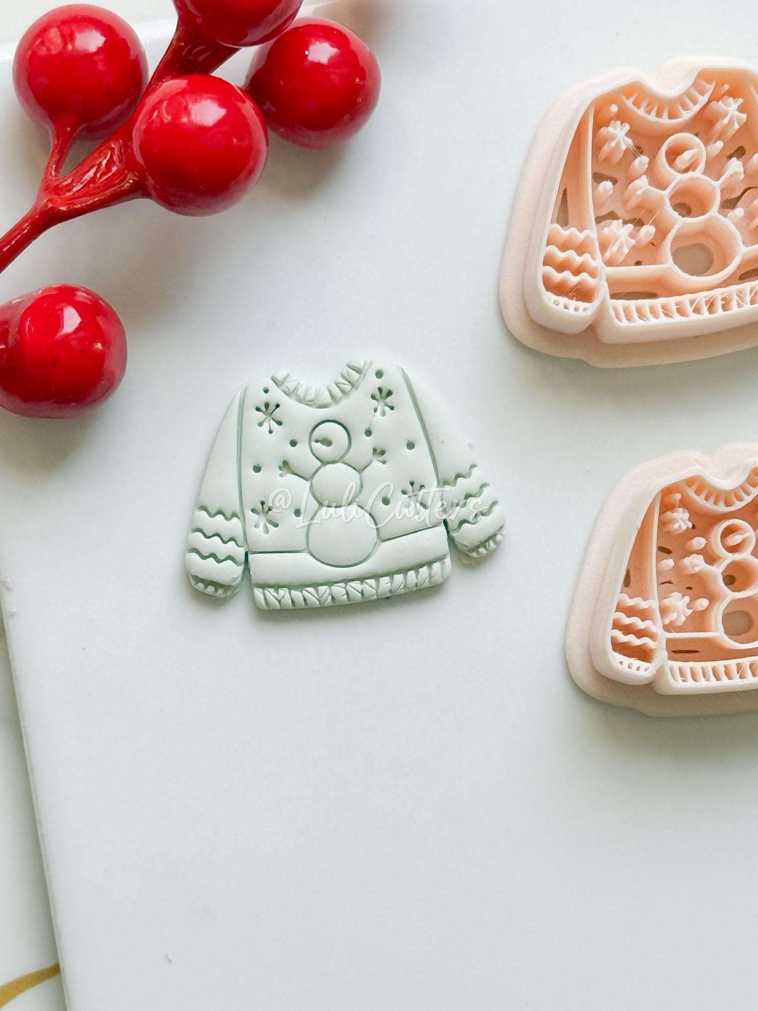 Snowman Sweater Polymer Clay Cutter: Winter Fairy Earrings & Charms