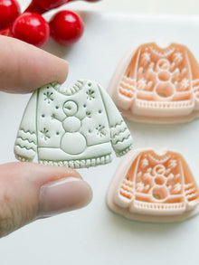 Snowman Sweater Polymer Clay Cutter: Winter Fairy Earrings & Charms