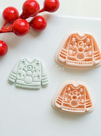Snowman Sweater Polymer Clay Cutter: Winter Fairy Earrings & Charms