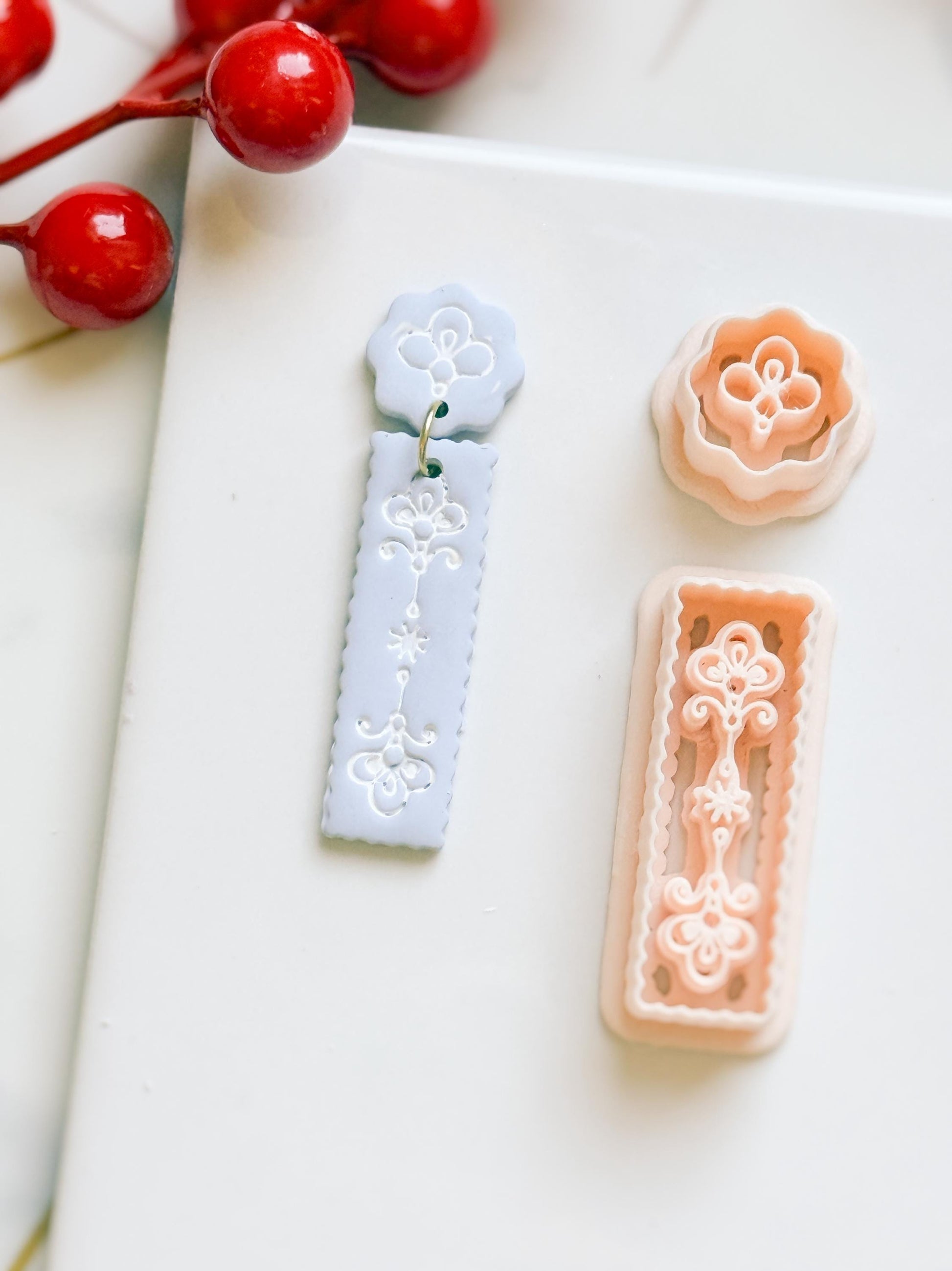 Floral Bar Polymer Clay Cutter Set Rectangle Drop Earring Shapes