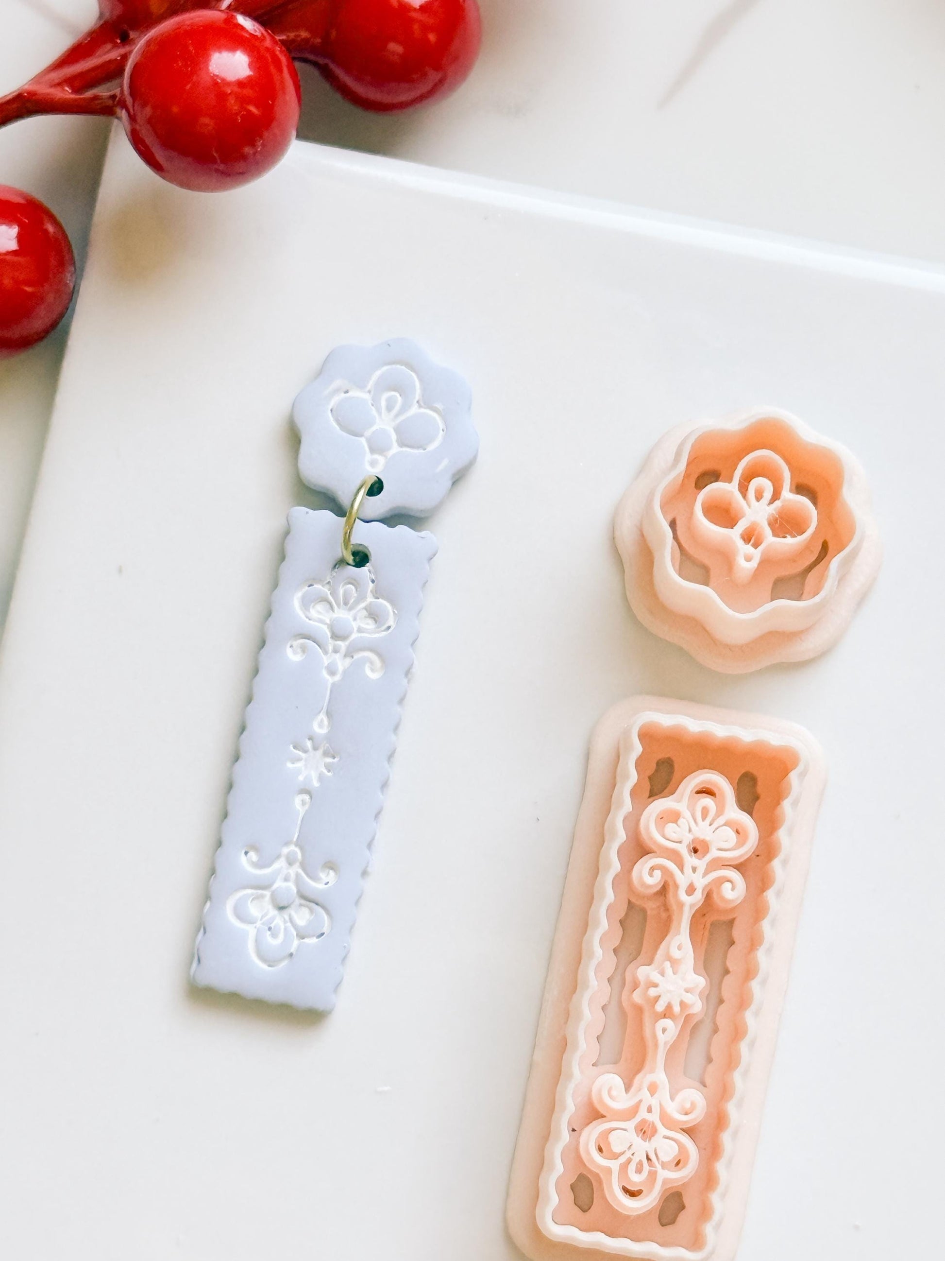 Floral Bar Polymer Clay Cutter Set Rectangle Drop Earring Shapes