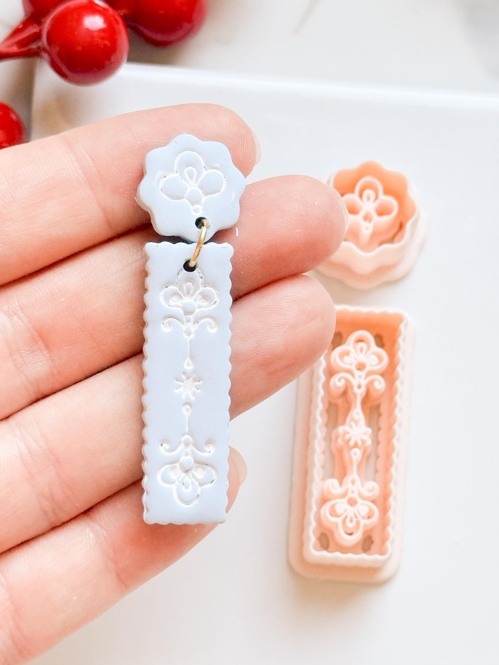 Floral Bar Polymer Clay Cutter Set Rectangle Drop Earring Shapes