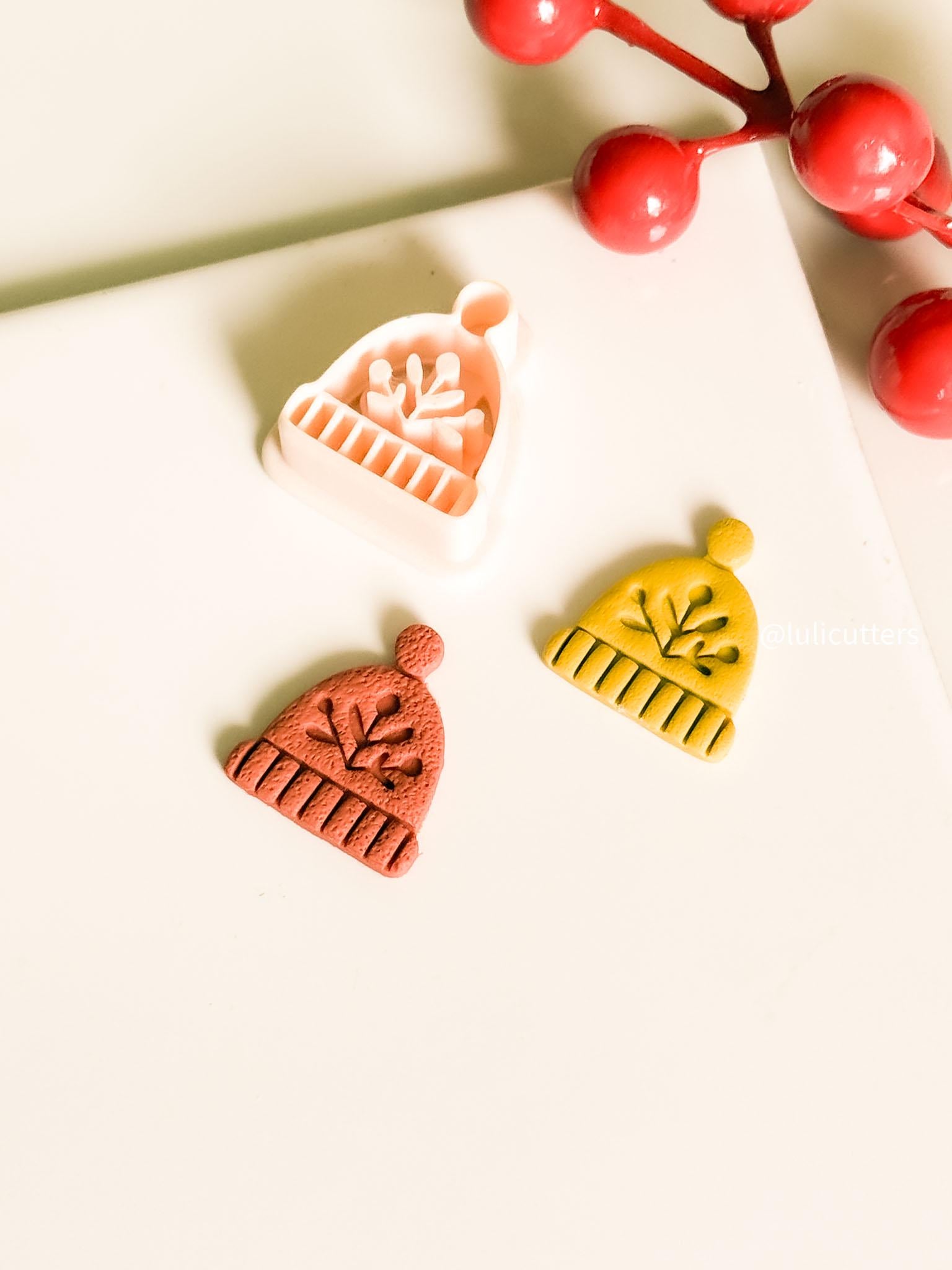 Nordic Folk Floral Beanie Polymer Clay Earring Cutter