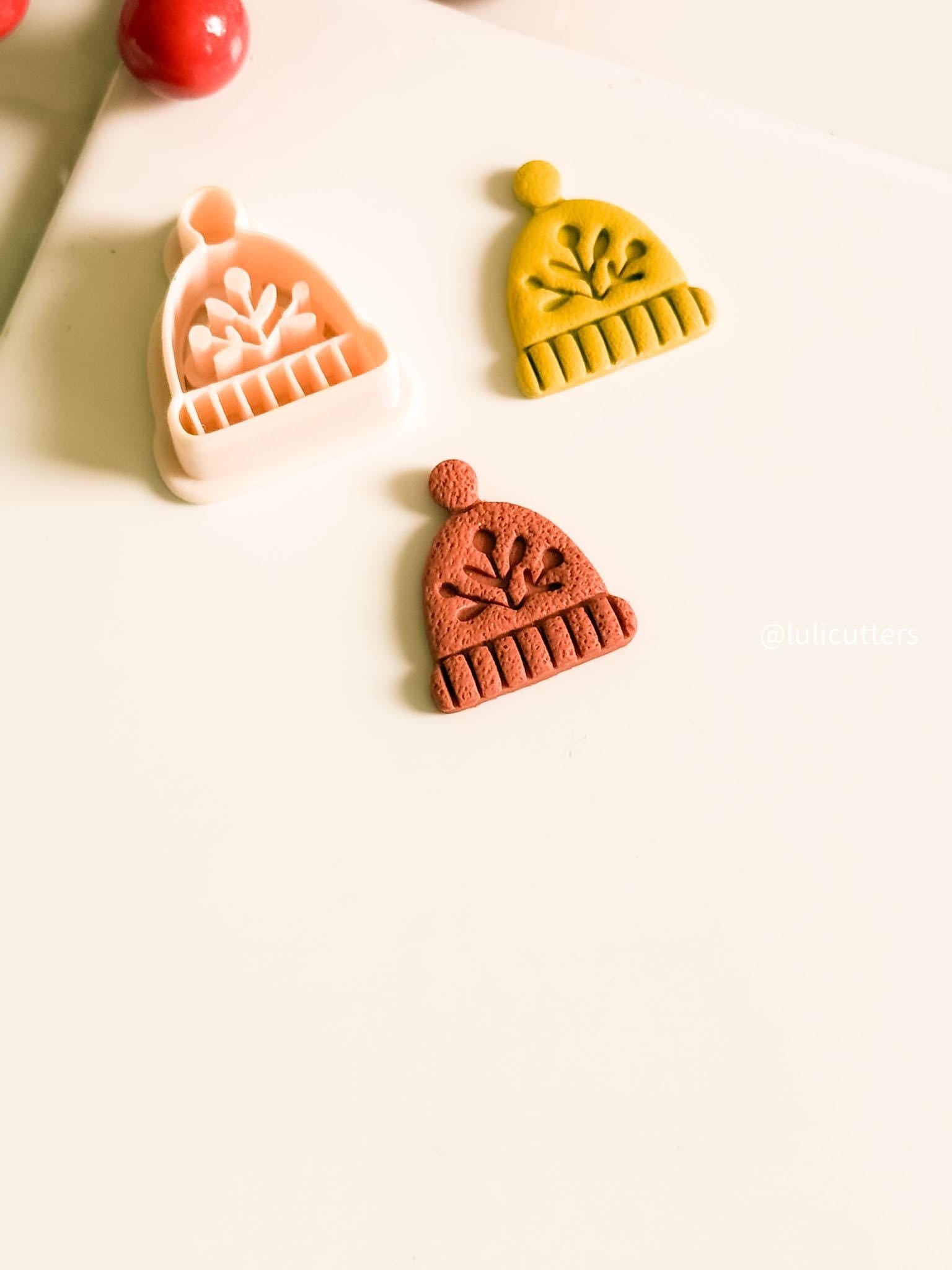 Nordic Folk Floral Beanie Polymer Clay Earring Cutter