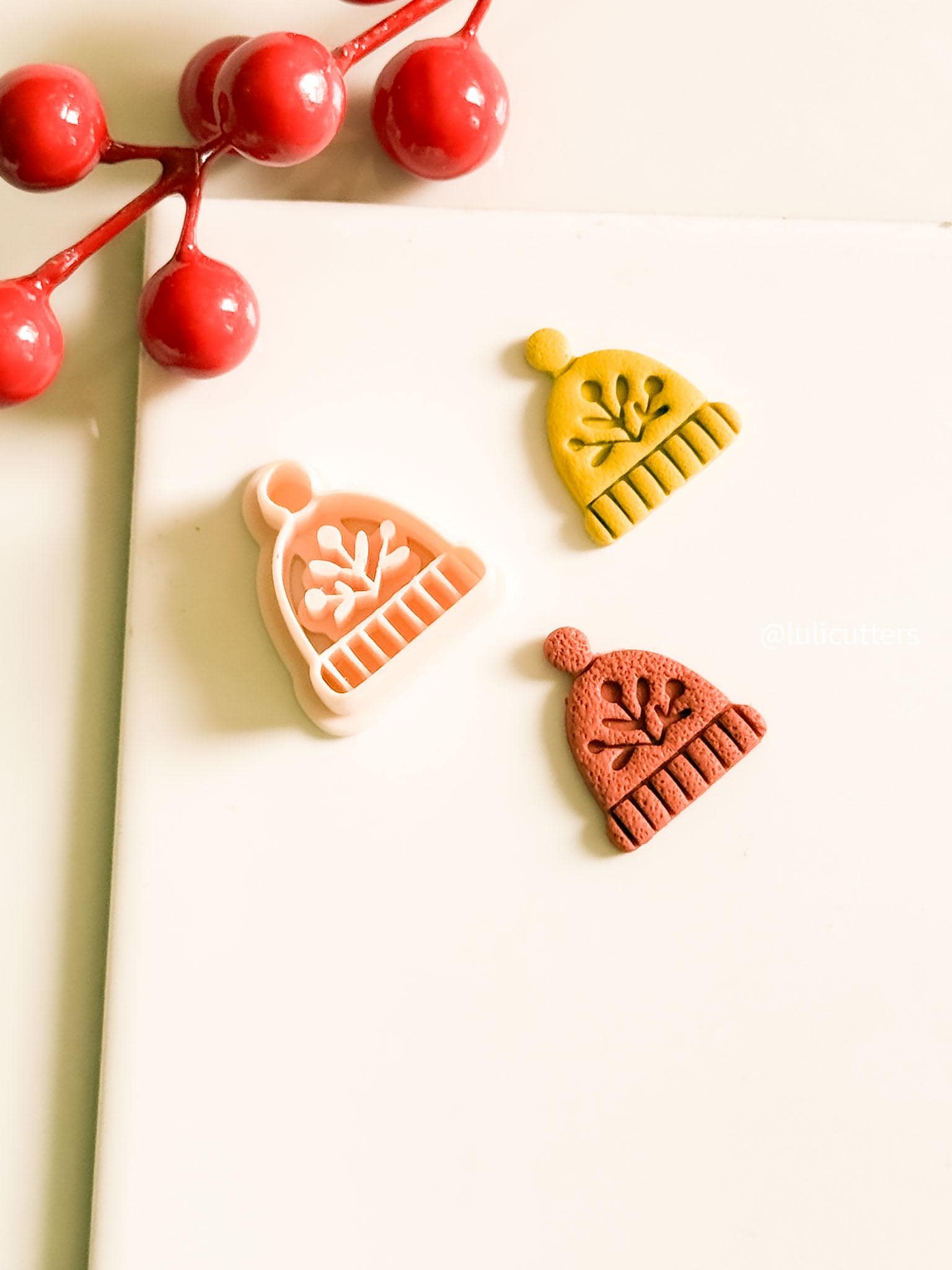 Nordic Folk Floral Beanie Polymer Clay Earring Cutter