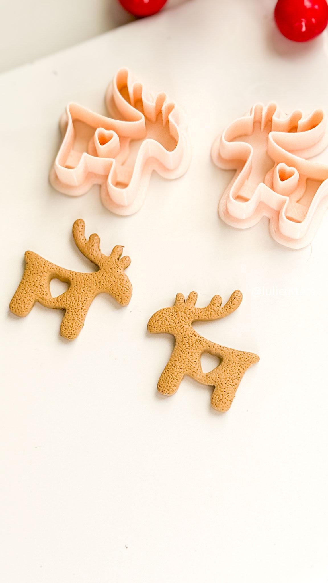 Nordic Reindeer with Heart Clay Cutter Christmas Earrings & Ornaments
