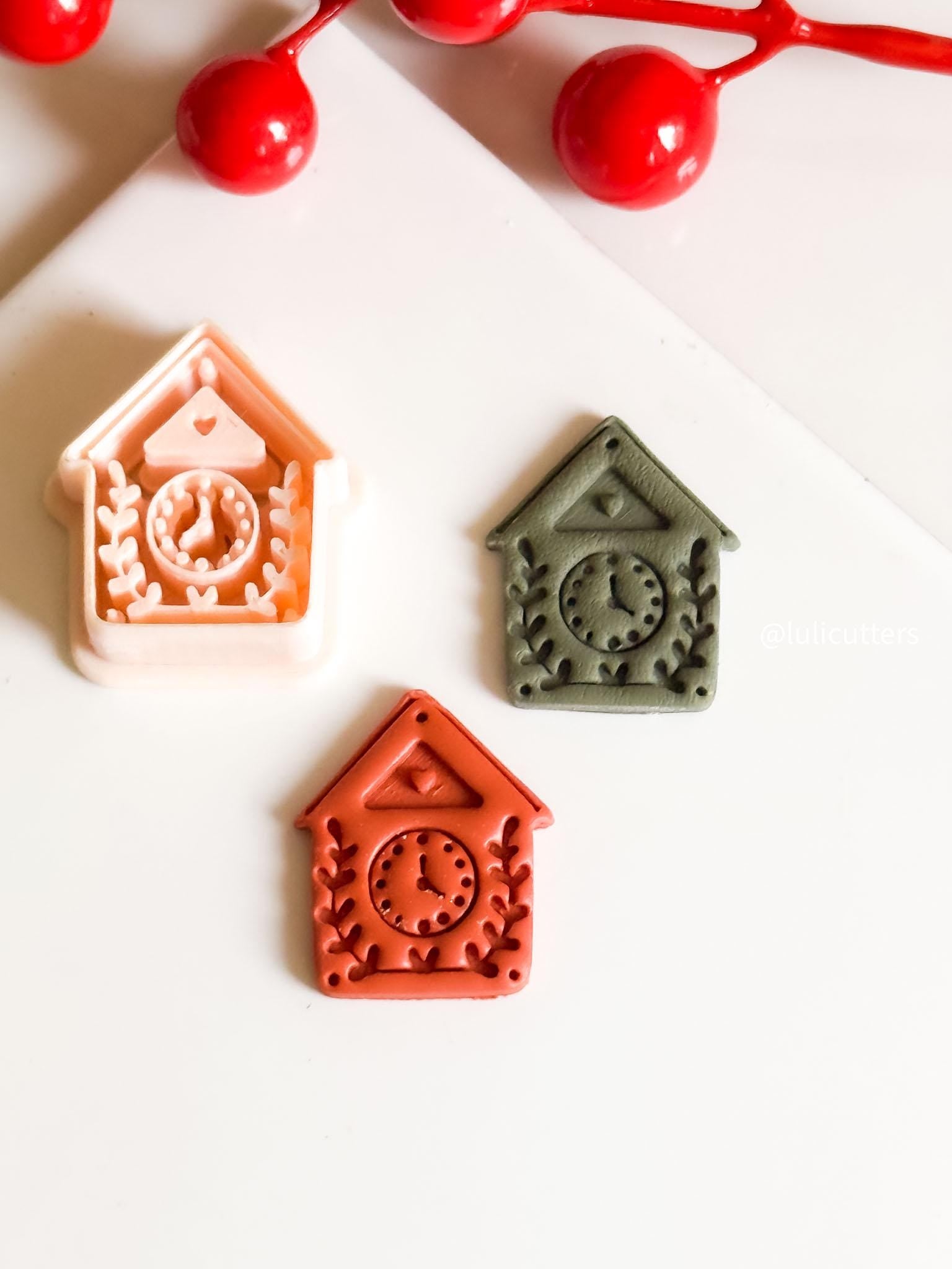Nordic Cuckoo Clock Polymer Clay Cutter Folk Art Christmas Earring Tool