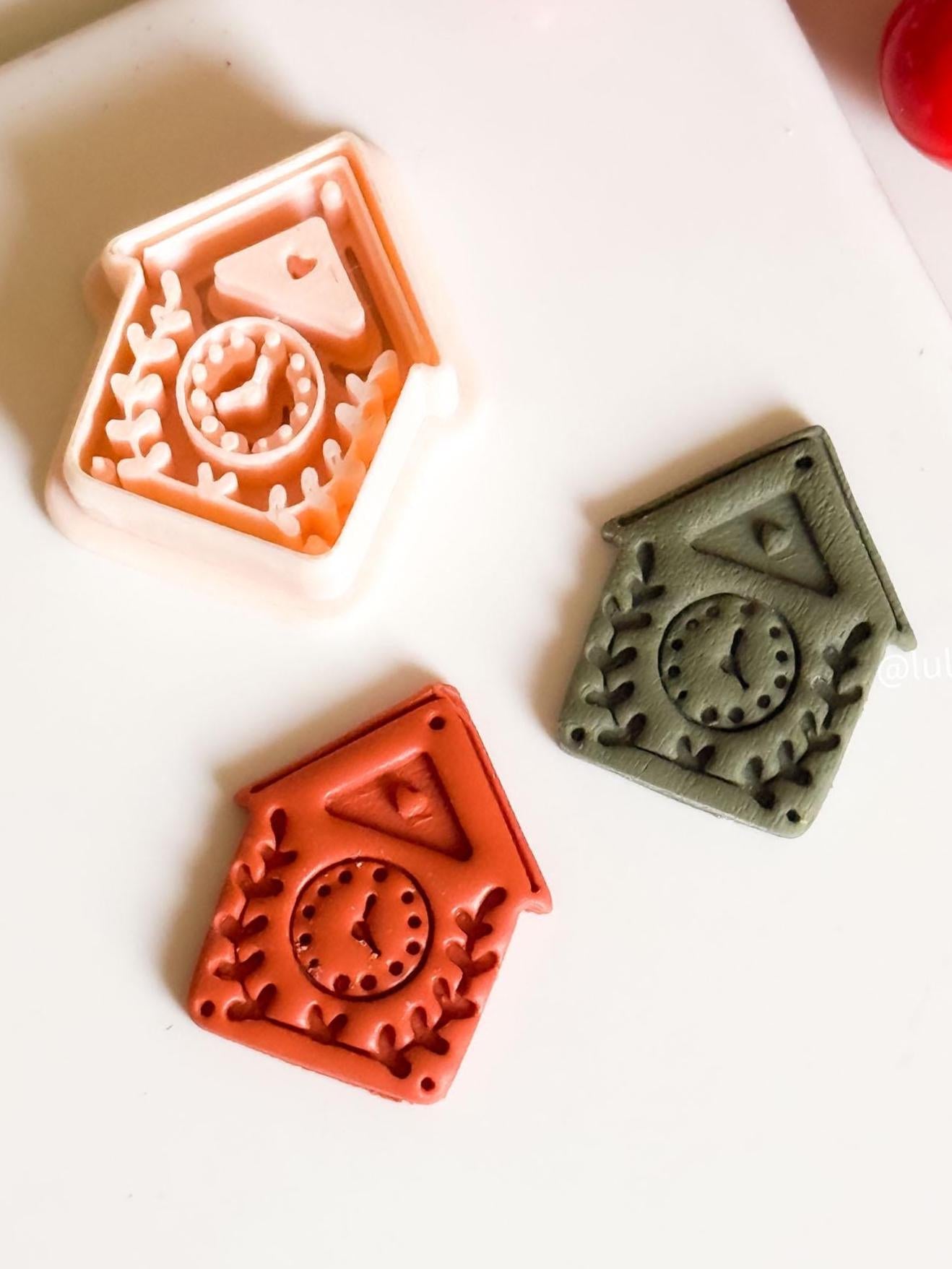 Nordic Cuckoo Clock Polymer Clay Cutter Folk Art Christmas Earring Tool