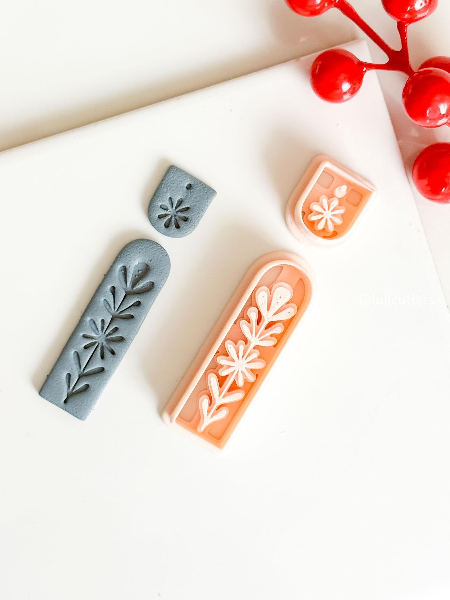 Nordic Floral Polymer Clay Cutter Long Bar Dangle Earring Jewelry Tool