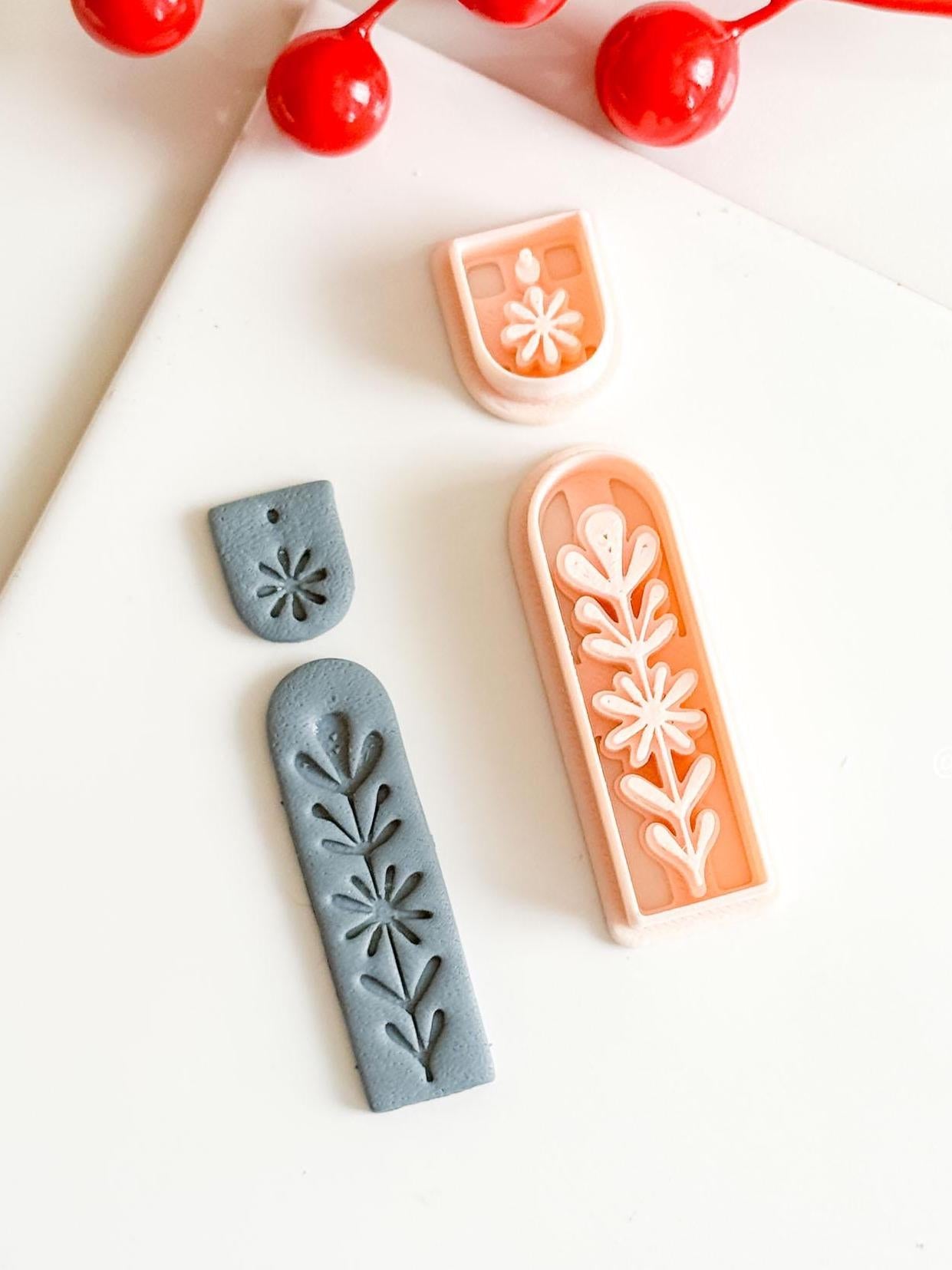 Nordic Floral Polymer Clay Cutter Long Bar Dangle Earring Jewelry Tool