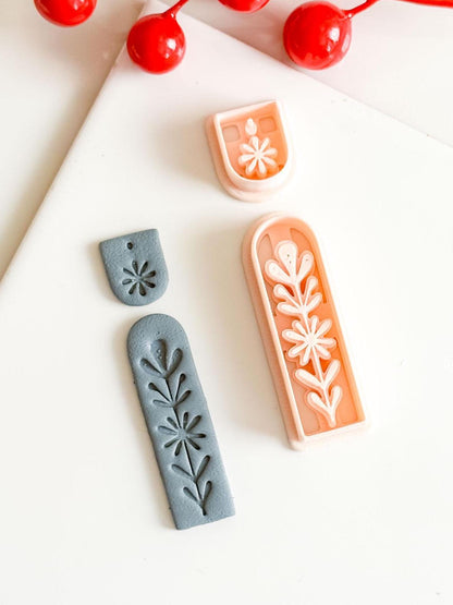 Nordic Floral Polymer Clay Cutter Long Bar Dangle Earring Jewelry Tool