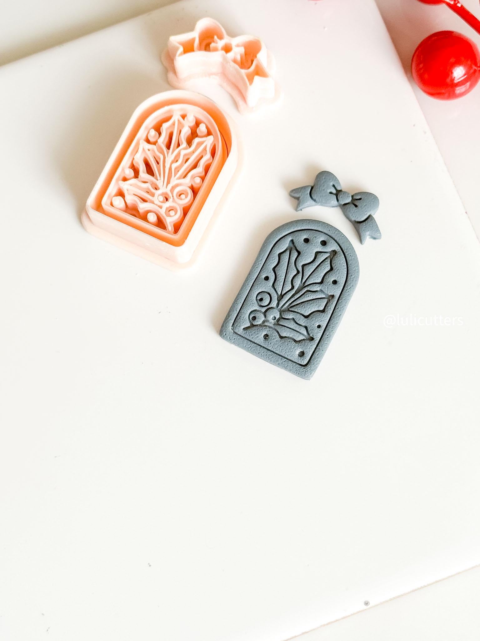 Holly Leaves Polymer Clay Cutter Christmas Arch Dangle Earring Jewelry Tool