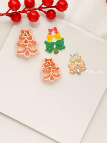 Winter Fairy Layered Bow Christmas Tree Polymer Clay Cutter for Earrings & Ornaments