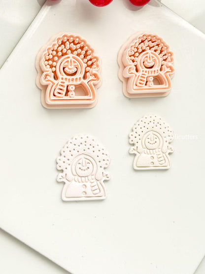 Winter Fairy Joyful Snowman with Snowflakes Polymer Clay Cutter Christmas Earrings & Ornaments