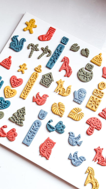 Nordic Folk Floral Beanie Polymer Clay Earring Cutter