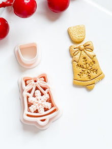 Winter Fairy Christmas Bell Polymer Clay Cutter with Snowflake and Bow Design