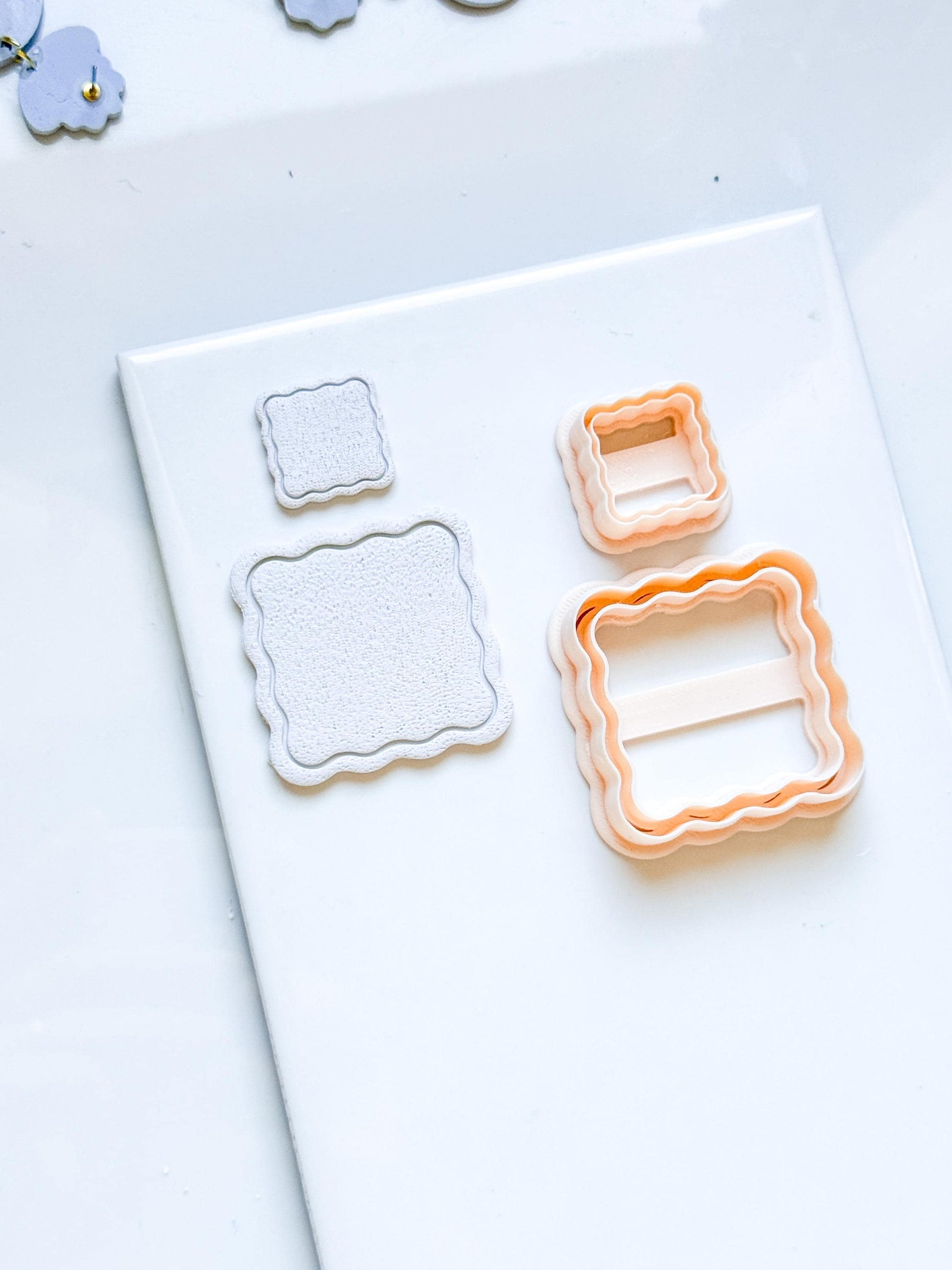 Scalloped Square Polymer Clay Cutter Wavy Edge Shape Tool for Earrings and Jewelry Making