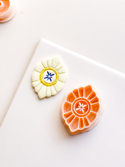 Polymer Clay Floral Medallion Cutter Sunburst Petal Design